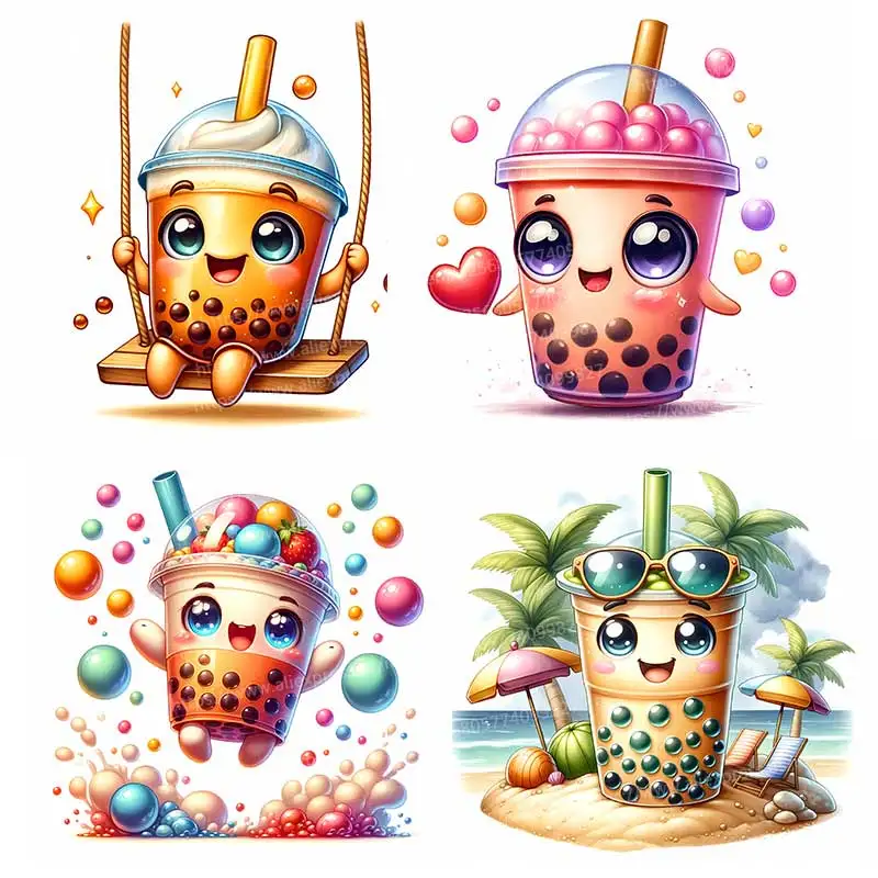 

Cute Bubble Tea Wall Stickers Kitchen Decoration Dining Room Living Room Cabinet Refrigerator Home Decoration Decals S665