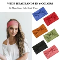 Wide Headbands For Women Non Slip Soft Elastic Hair Bands Yoga Running Sports Workout Gym Head Wraps Turbans Bandana 2