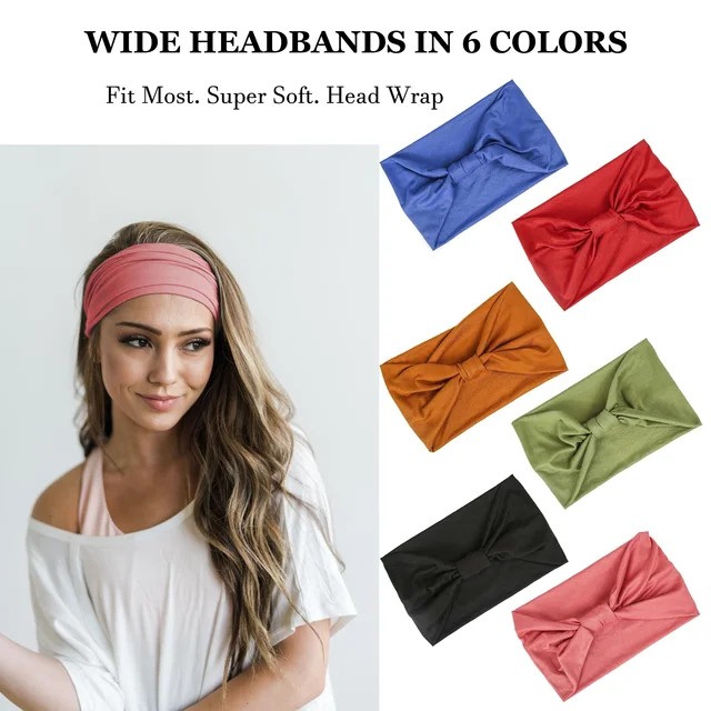 Wide Headbands For Women Non Slip Soft Elastic Hair Bands Yoga Running Sports Workout Gym Head Wraps Turbans Bandana 2