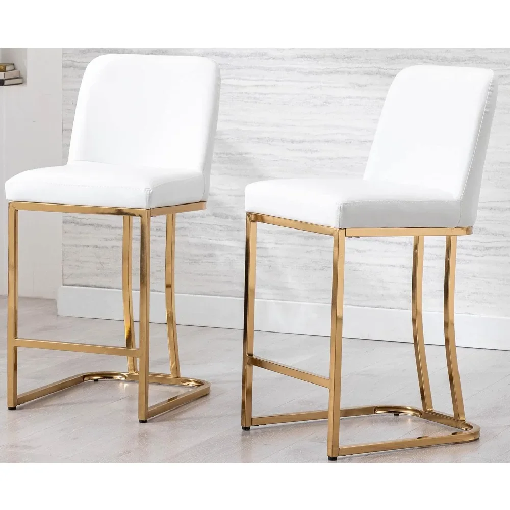 

Barstool with Back, Upholstered Counter Stool Chairs with Gold Metal Frame, Set of 6 Barstool