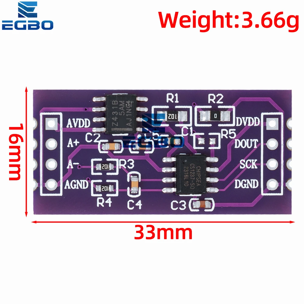 مستشعر وزن أحادي القناة لاردوينو ، CS1237 ، 24 بت ، وحدة ADC على متن الطائرة ، رقاقة مرجعية خارجية TL431