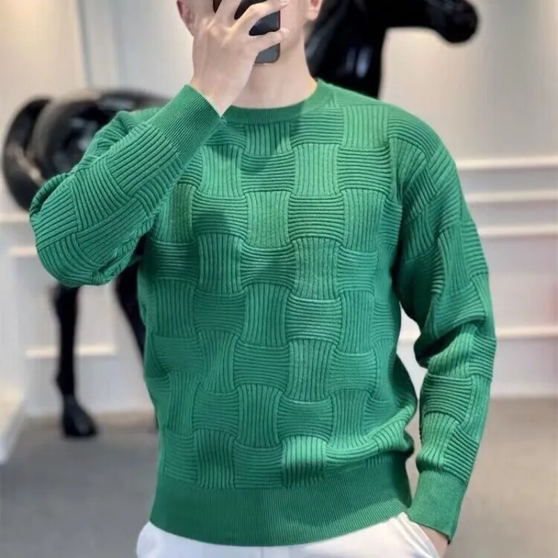 

Men's Slim Sweater Round Neck Autumn Winter Casual Versatile Pullover Long-sleeved Knitted Base Top