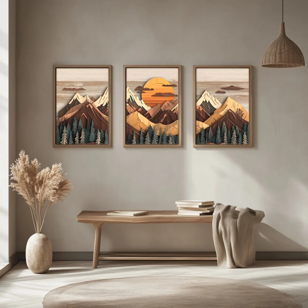 3Pcs Framed Abstrac…