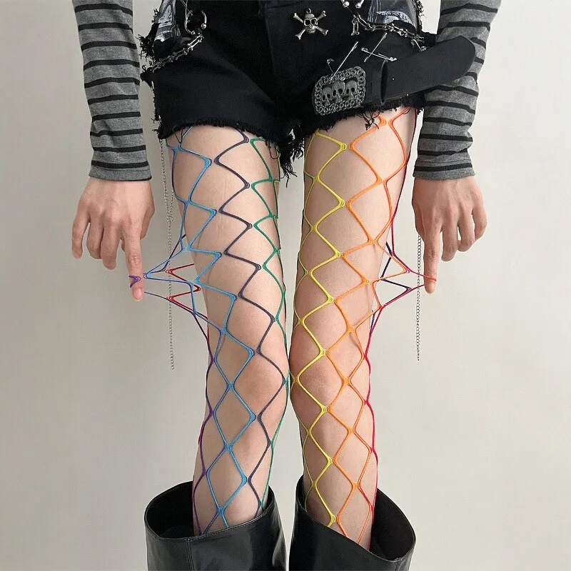 

Сексуальные готические красочные ажурные колготки, прозрачные кружевные колготки, эластичные дышащие сетчатые чулки для женщин