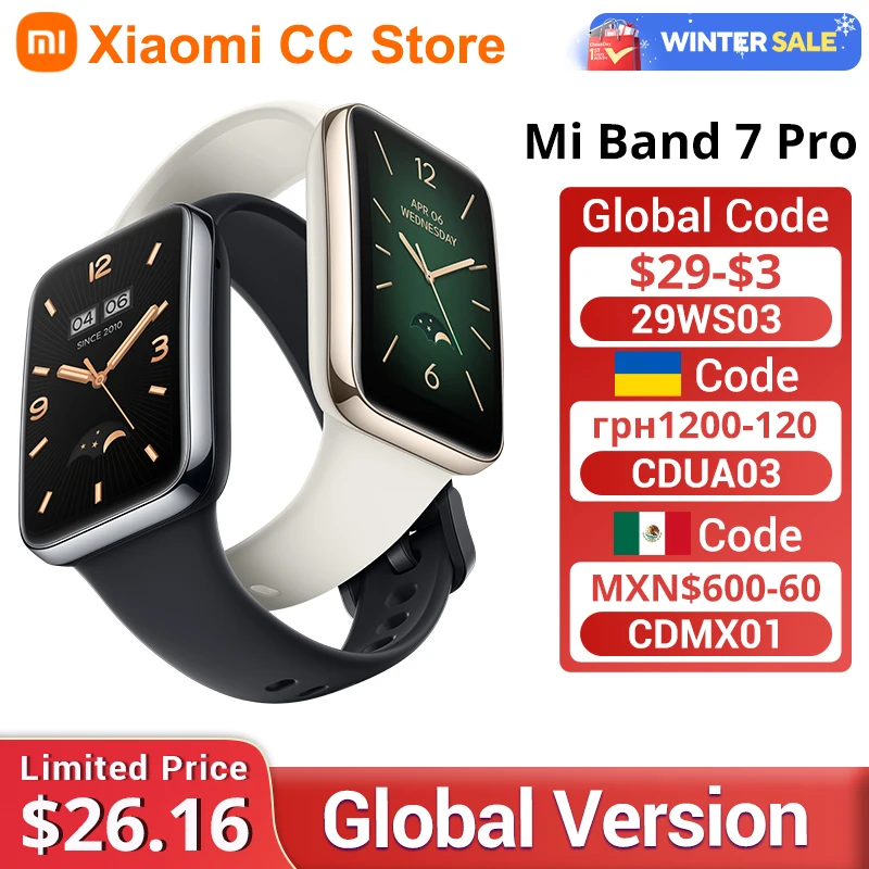 [World Premiere] Global Version Xiaomi Band 7 Pro 1.64\'\' AMOLED Curved Screen GPS Blood Oxygen 12Day Battery Smart Band 7 Pro