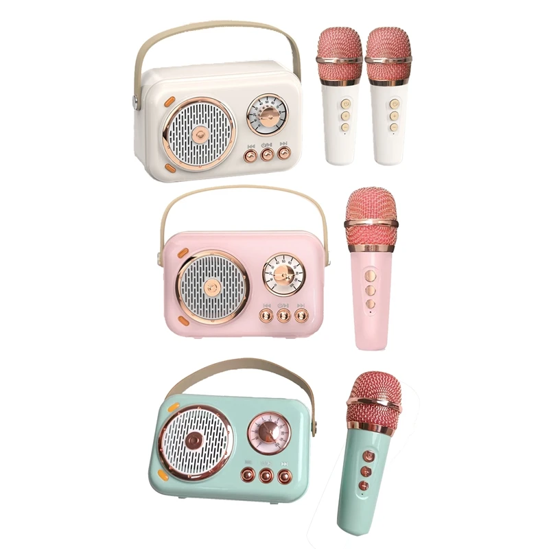 RISE-Family Outdoor Children's Karaoke Bluetooth Speaker Wireless Microphone Portable Card Subwoofer High Volume