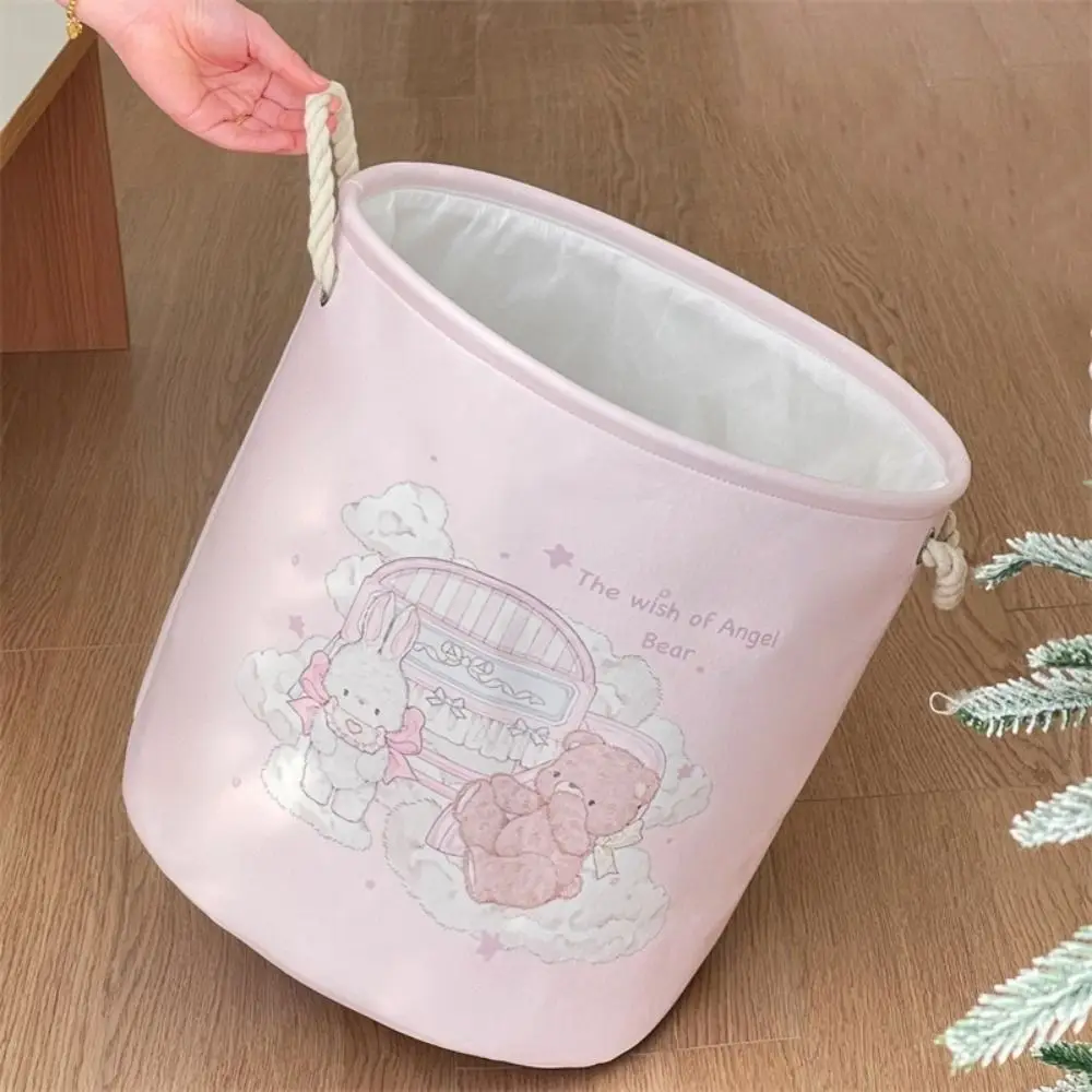 

Корзина для грязного белья из хлопка и льна, мультяшная, большая вместимость, складная, круглая, экономит место, для хранения