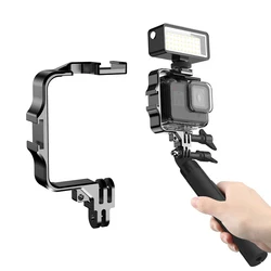 Trípode de cámara de acción con marco de Metal para GoPro, 12, 11, 10, 9, 8, soporte de montaje de micrófono con Adaptador de zapata fría para Sjcam Yi DJI