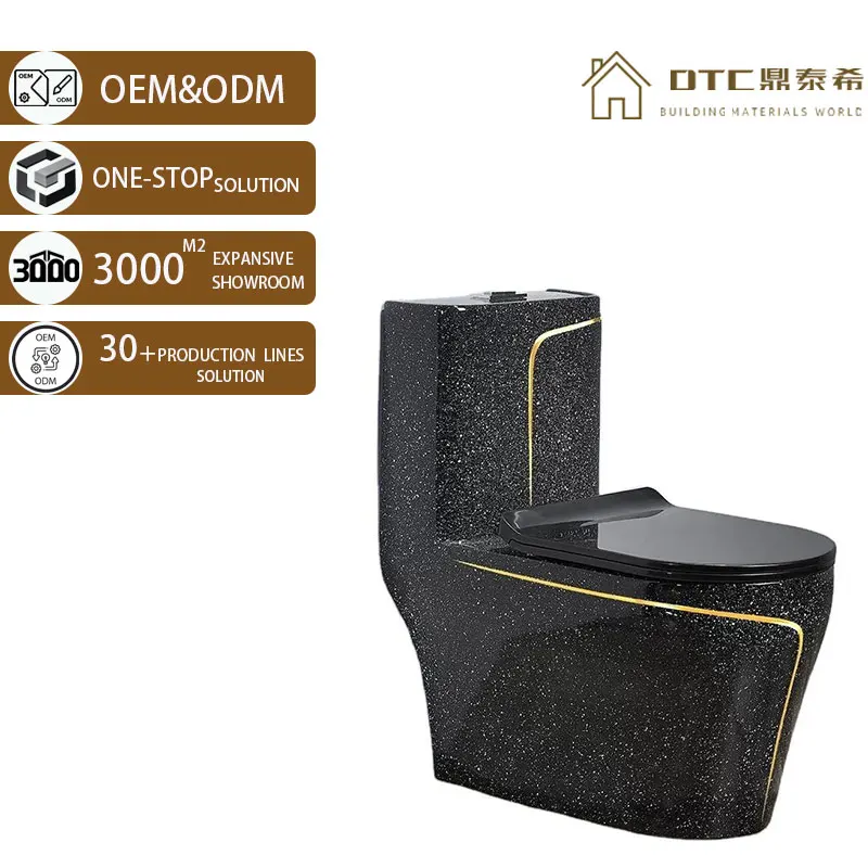 Toilet,New Arrival Black Porcelain Ceramic Elongated Dual-Flush Toilet Snowflake Design WC Toilets Black And Gold Toilet Egg Sha