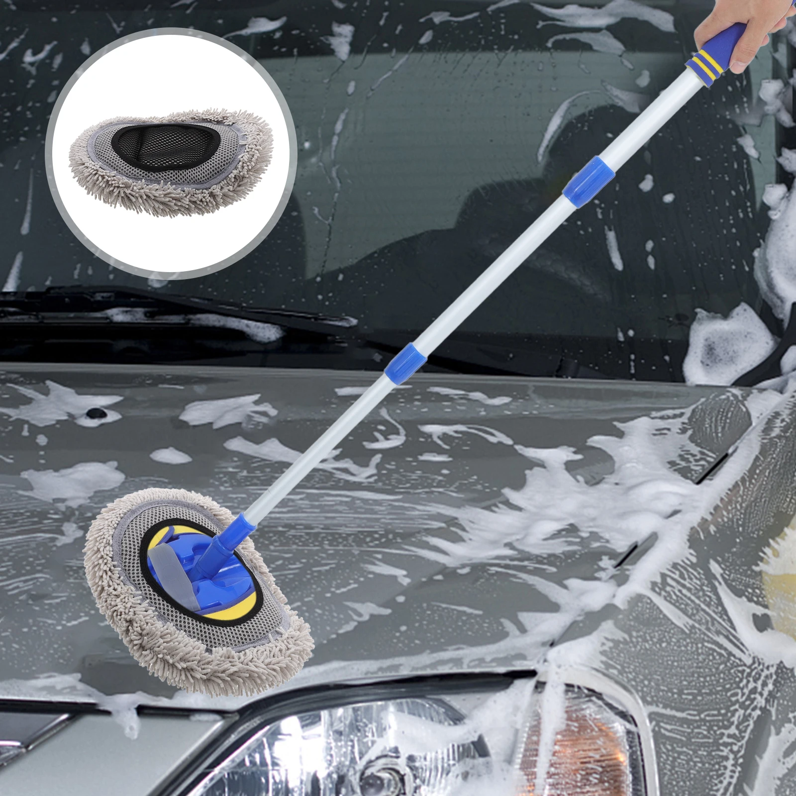 

Car Wash Mop Fabric Replacement Scratch Proof Soft Chenille Mop Head Cover Easy Install Durable Dense Fibers Sturdy Replace