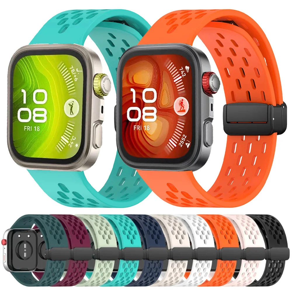 Magnetisches Silikonarmband für Huawei Watch Fit 3/4/4 Pro, atmungsaktives Sportarmband für Huawei Watch Fit 4 Smartwatch-Zubehör
