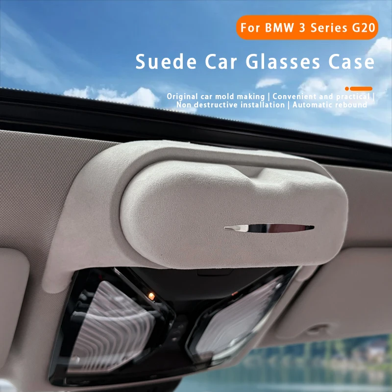 

For BMW 3 Series G20 2020-2025 Car Glasses Case Suede Car Sunroof Sunglasses Storage Box Organizer Car Interior Accessories