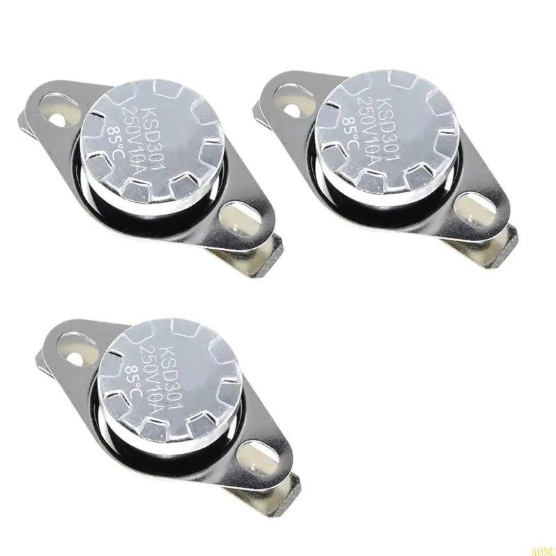 A0NC 3Pcs 40/70/85/125℃ 가정용 KSD301 250V 10A 정상 폐쇄 NC 온도 조절기