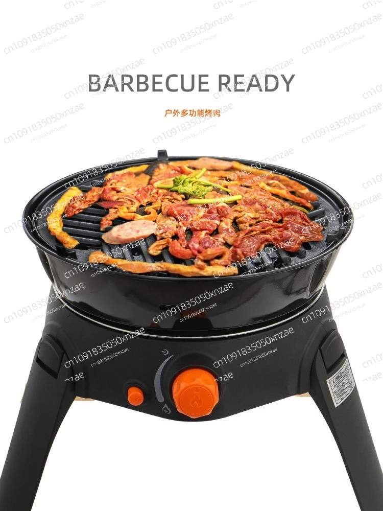 Estufa de gas multifunción para exteriores, parrilla de barbacoa para acampar, juego de 6 piezas plegable