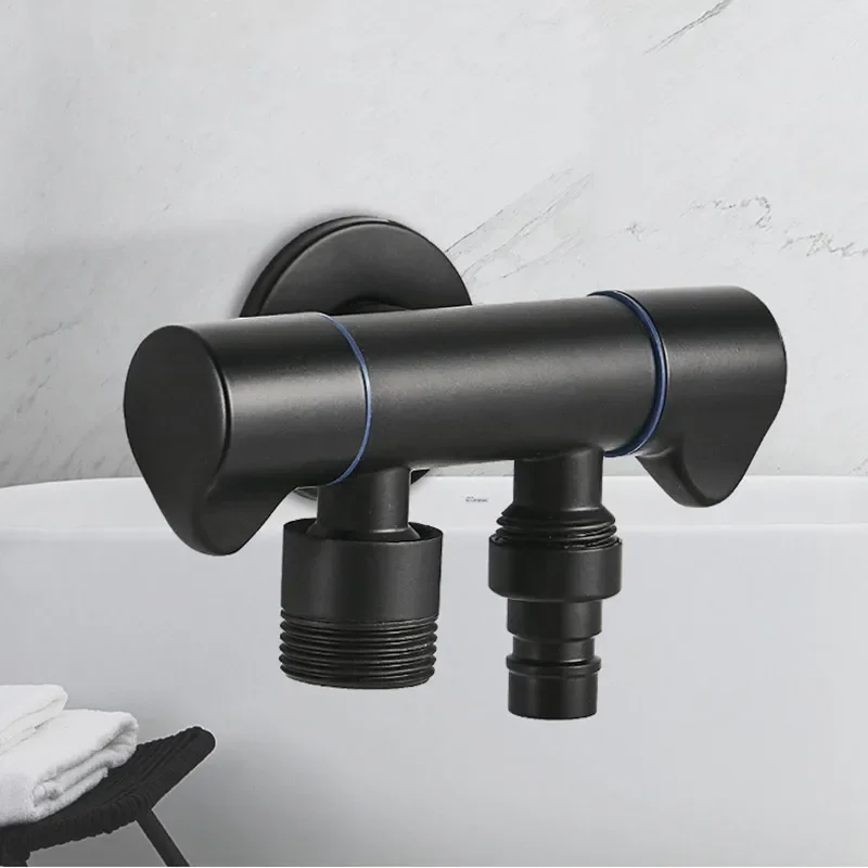 Triangle Valve G1/2 One in Two out Dual Angle Multi-function Three-way Water Stop Valve for Washing Machine And Toilet