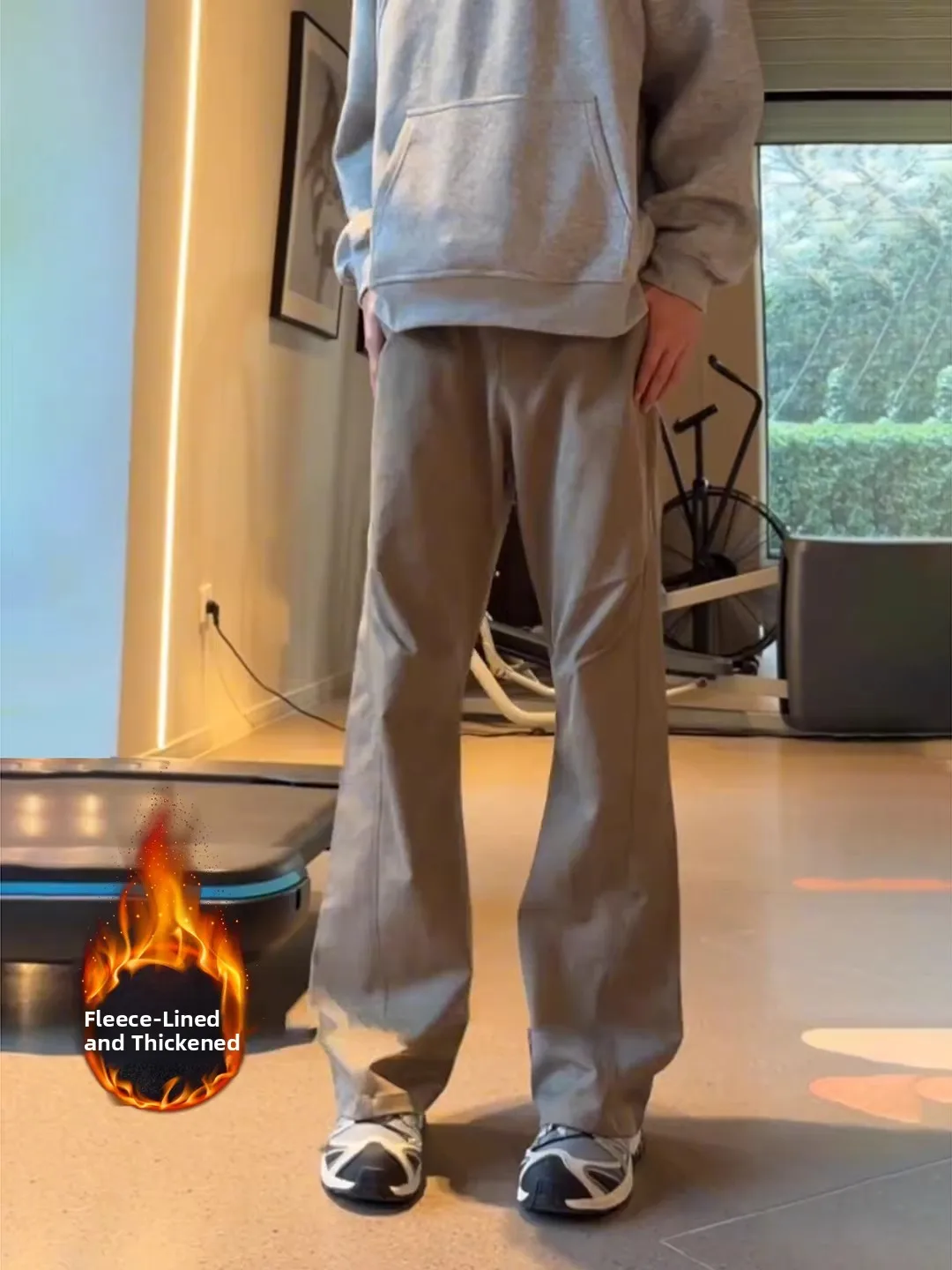 

Khaki Folded Fce Lined Work Trousers Men's Straight Leg Vintage American Sle Winter Faion Loose Fit Modern Sle