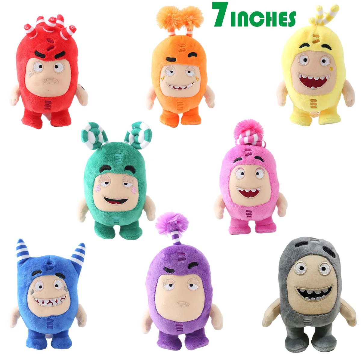 new 8pcs/Lot Oddbods Cartoon Plush Toys Stuffed Kids Toy Collection Kids Doll Christmas Birthday Gift Home Decoration 18 cm