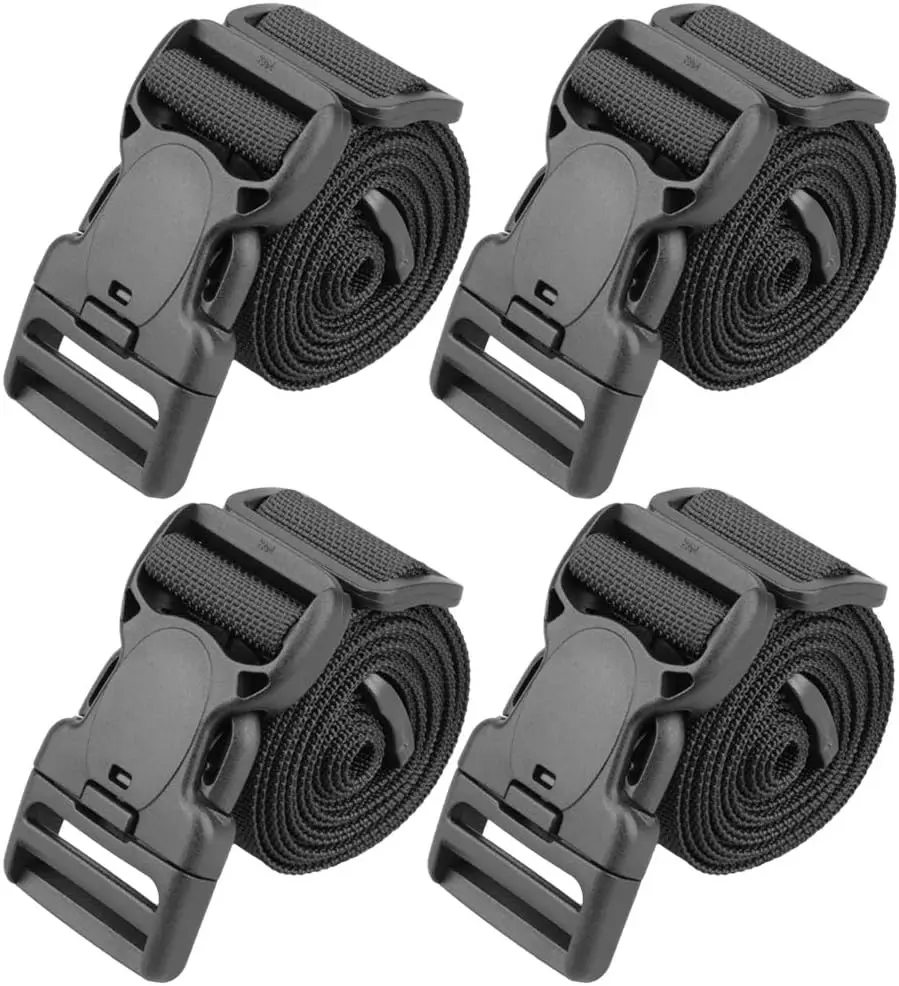 Cintas Utilitárias Ajustáveis de 58 Polegadas com Fivela, Pacote com 4 para Bagagem e Viagem
