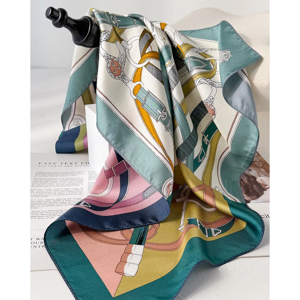 

100% Natural Twill Silk Scarf for Women 65cm Neck Tie Double side Female Foulard Headband Shawl Wrap Square Hijab Scarves 65cm