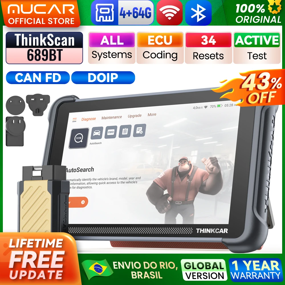 Thinkcar Thinkkscan 689bt Todo o Sistema Ferramenta de Diagnóstico do Carro Acti - imagem 1