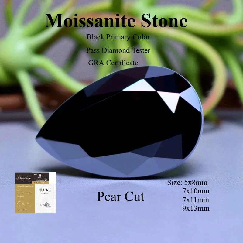 

Черный первичный цвет, муассанит, камень грушевидной огранки, выращенный в лаборатории бриллиант для DIY, подвески, материалы для изготовления ювелирных изделий с отчетом