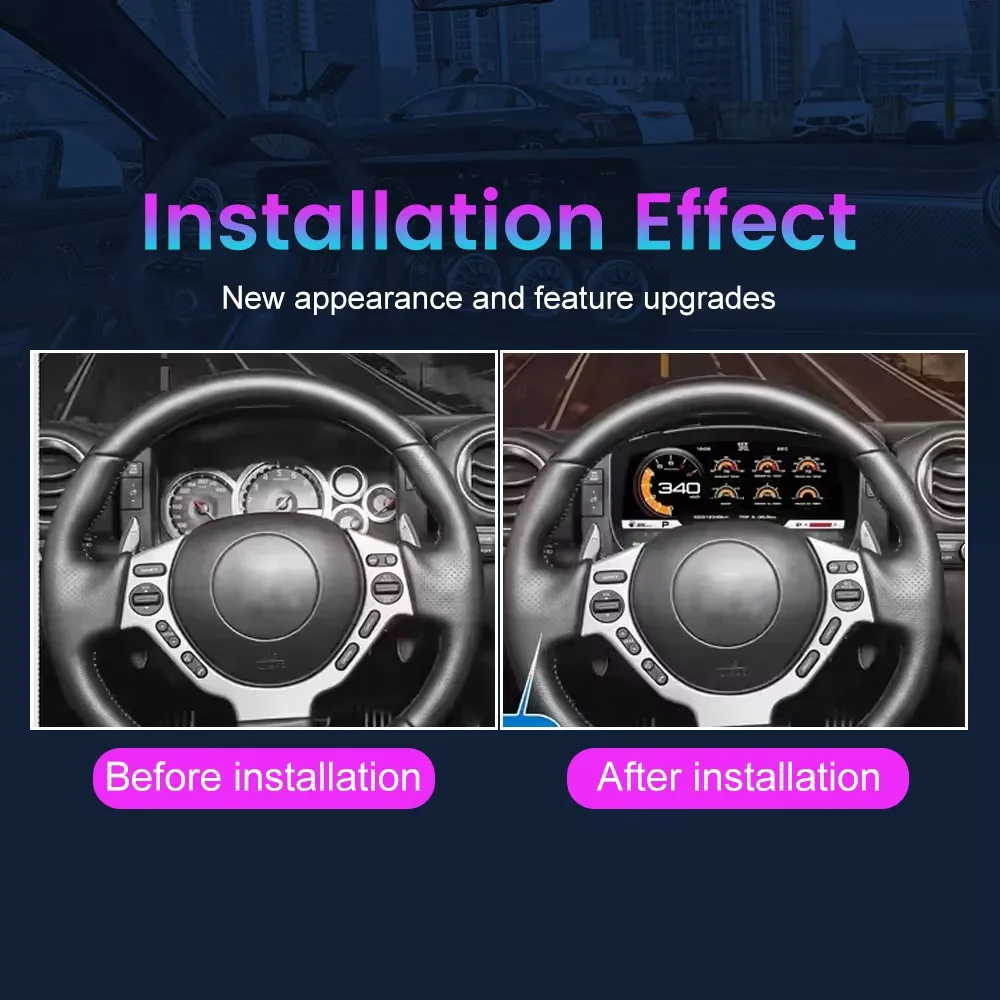 12.3 Inch Car Digital Dashboard Cluster Speedometer Virtual Cockpit For Nissan GTR 2008-2015 Instrument Panel LCD Linux System