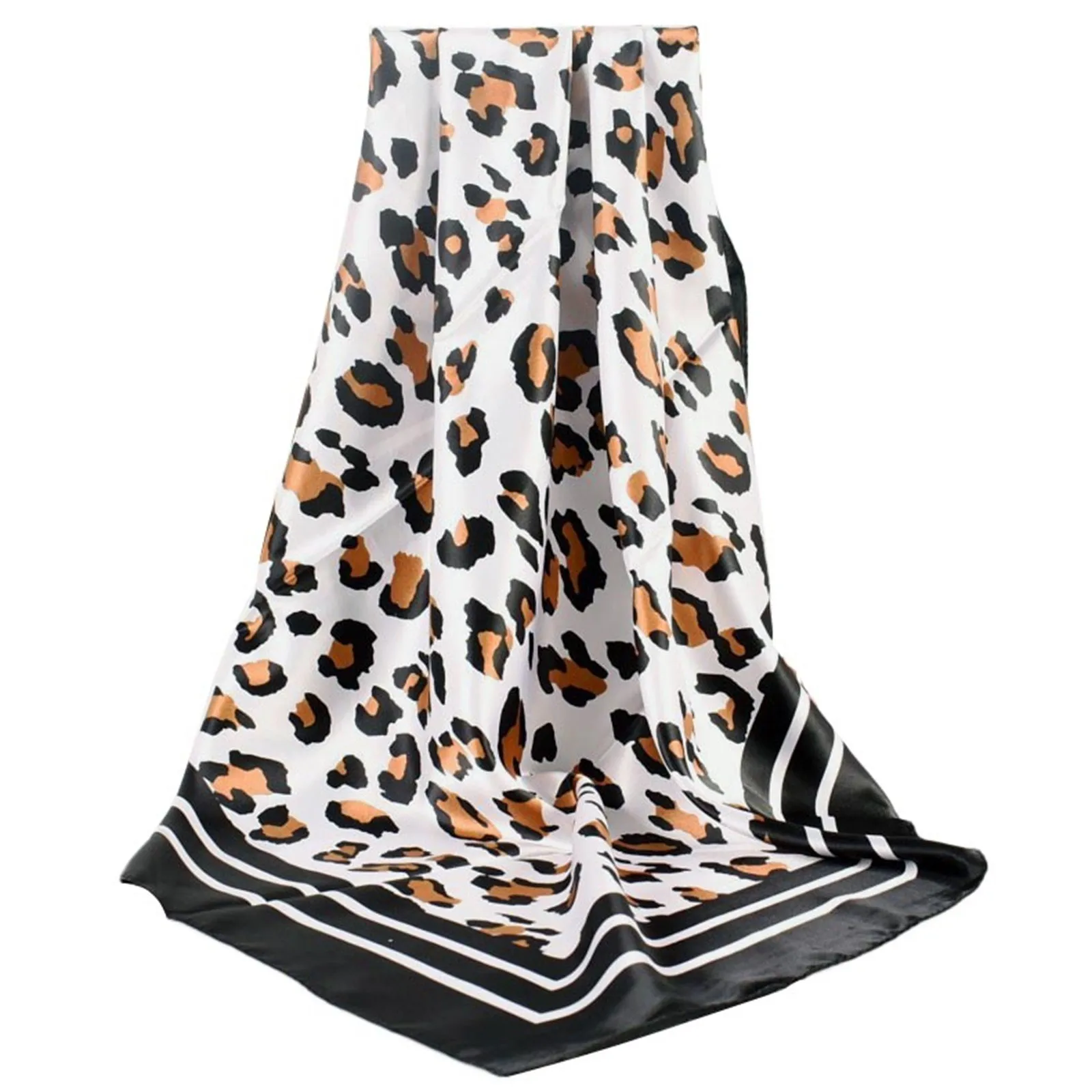 90*90cm Square Scarves Women Fashion Leopard Print Satin Square Head Scarf Lightweight Neck Scarves Hair Bandana Neckerchief