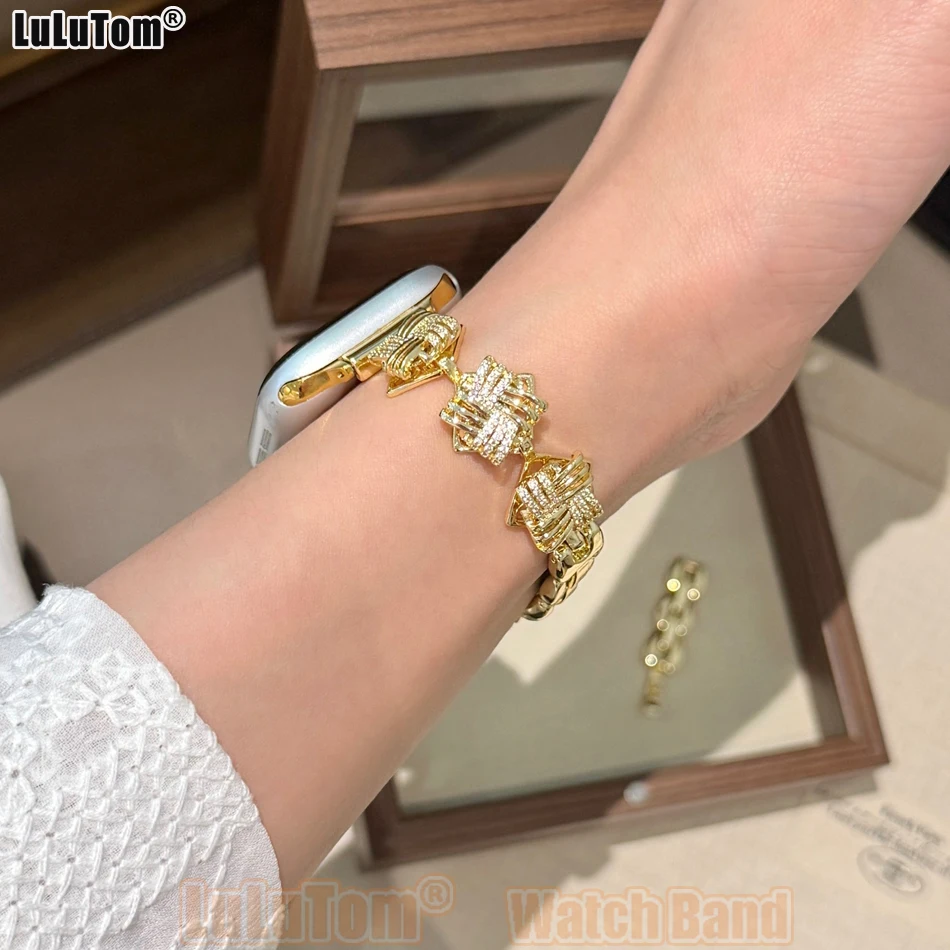 

Unzip Rotatable Lucky Bands for Apple Watch 11 10 9 8 7 6 5 4 3 SE Ultra 2 1 Metal Strap Iwatch Series 38 40 41 42 44 45 46 49mm