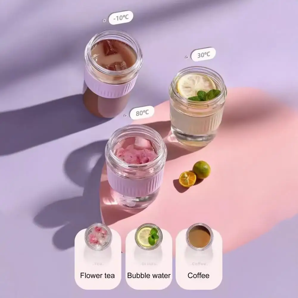 Glass Water Tumbler Thickened Glass Drinking Cup Leakproof Glass Tumbler with Silicone Straw for Office for Hot for Students