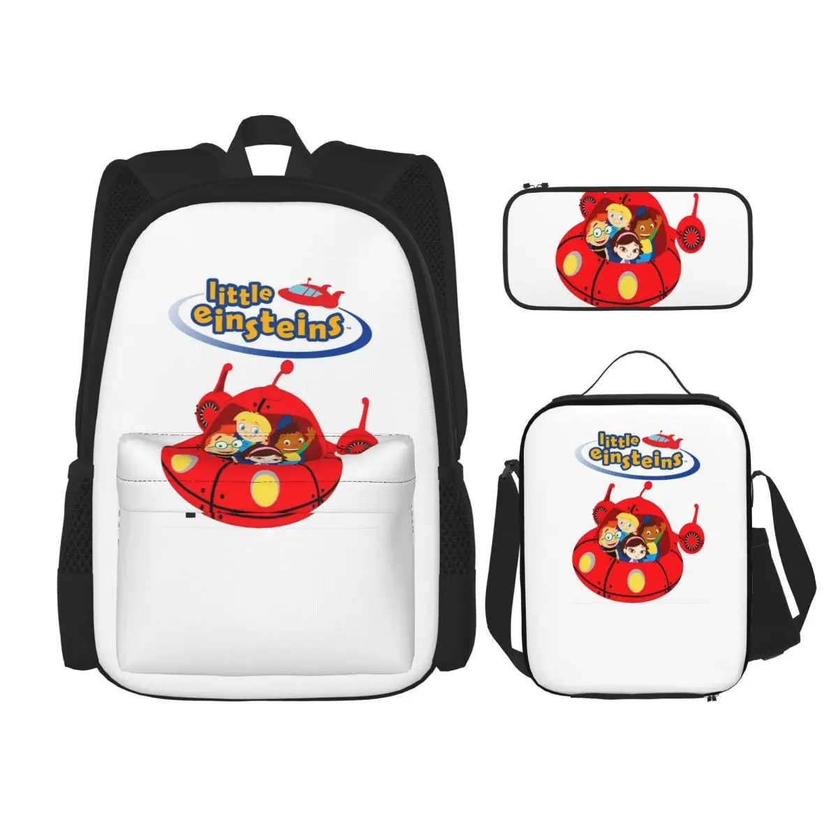 Roupas Little Einsteins, Mochilas Little Einsteins, Bolsas Escolares para Estudantes, Mochila Infantil, Bolsa para Almoço, Estojo para Canetas, Conjunto de Três Peças