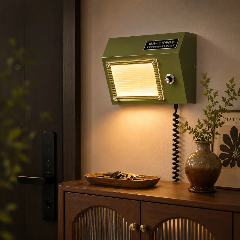Creative LED Wall Lamp Green Red Metal Plug For Indoor Bedroom Bedside Sconce Vintage With Switch Light Fixtures