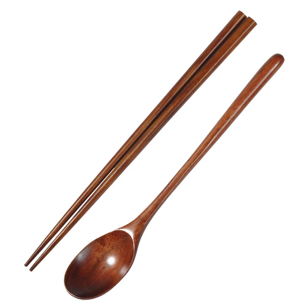 

4 Sets Wooden Tableware Set Eco Friendly for Travelling Camping Hiking Spoon Chopstick Set Japanese Style Reusable Kitchen Bar