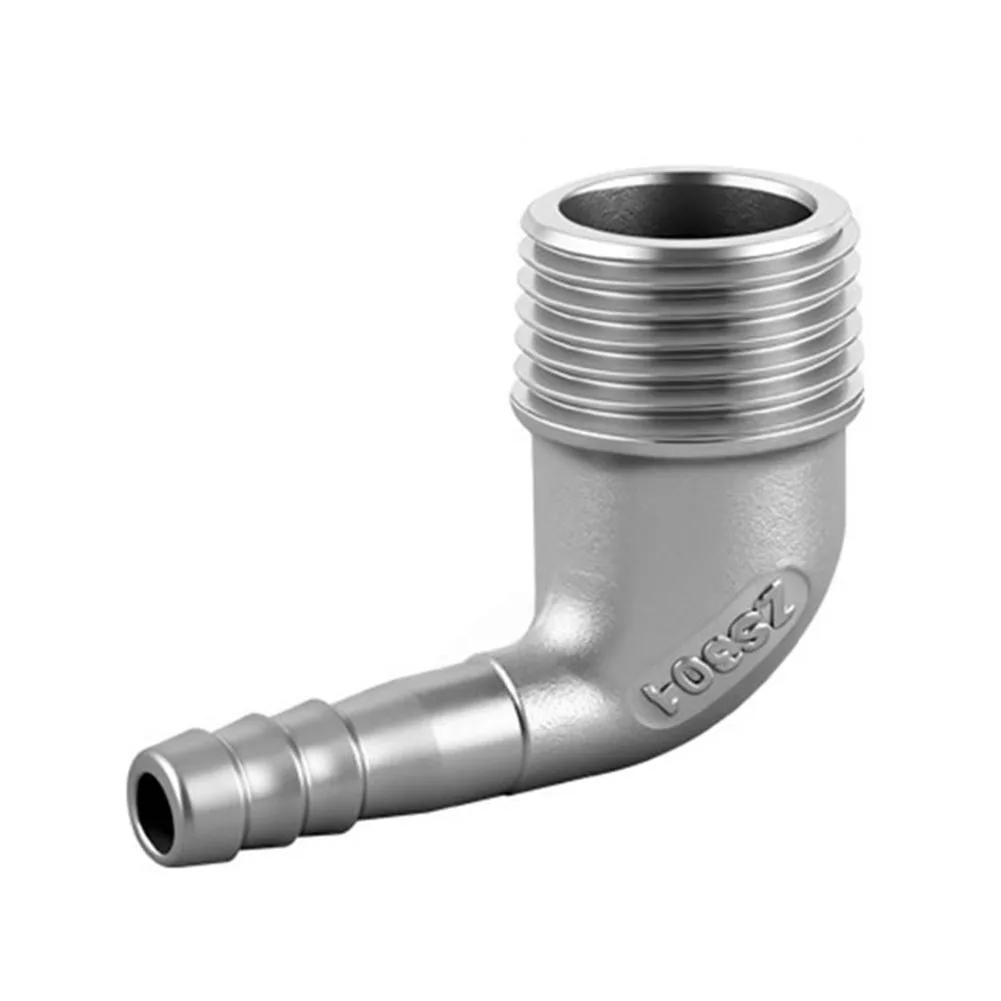 Stainless Steel 90 Degree Elbow Hose Fitting for General Purpose Hose Routing NPT Male and Hose Barb Connection
