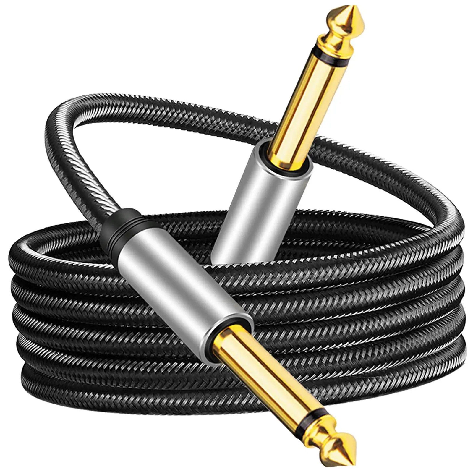 Electric Guitar Cable 6.35mm Mono Male to Male Patch Cords Copper Core Instrument Audio Cable for Studio Mixer Keyboard Speakers