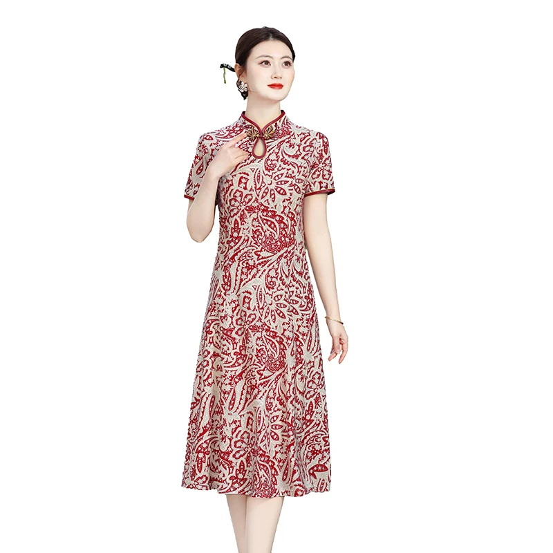 فستان صيني أنيق صيفي ساحر للنساء من Cheongsams على الطراز الوطني