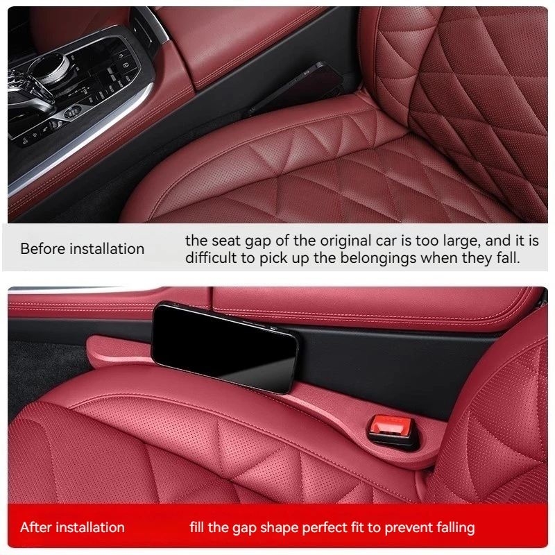 2Pcs Car Seat Gap Filler Organizer For BMW series Filler Strip Belongings Storage With Hole Seat Gap Strip Car Accessories