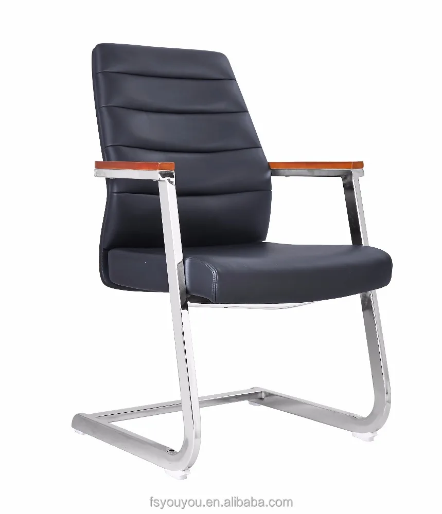 Chrome base brown black pu Leather executive Waiting visitor Meeting negotiate reception office chair conference chairs