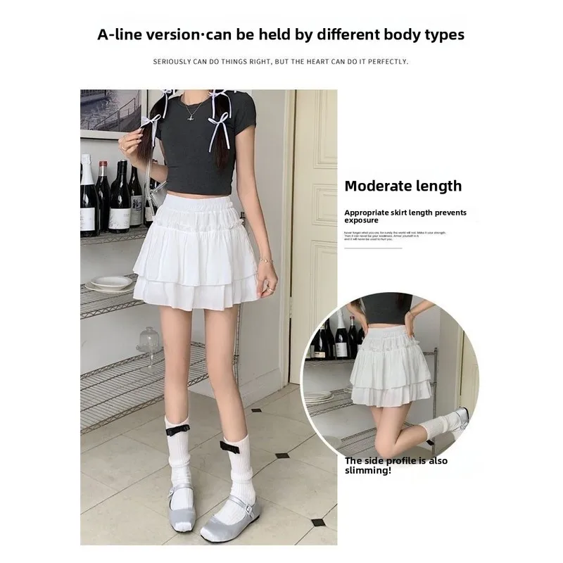 White Puffy Ballet Short Skirt Women's Summer 2026 New Sweet Cake Skirt High Waist Slim A-Line Half-length Skirt Pants