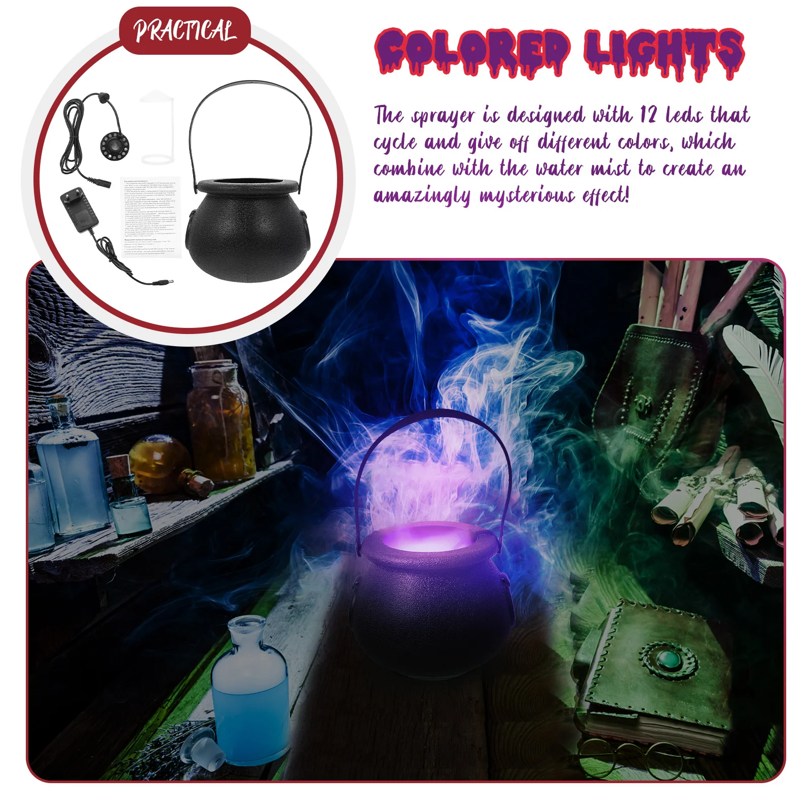 

1set 1Set Jar Atmosphere Lamp Halloween Mist Maker Led Fogger For Haunted Party Decor Garden Indoor Fountain