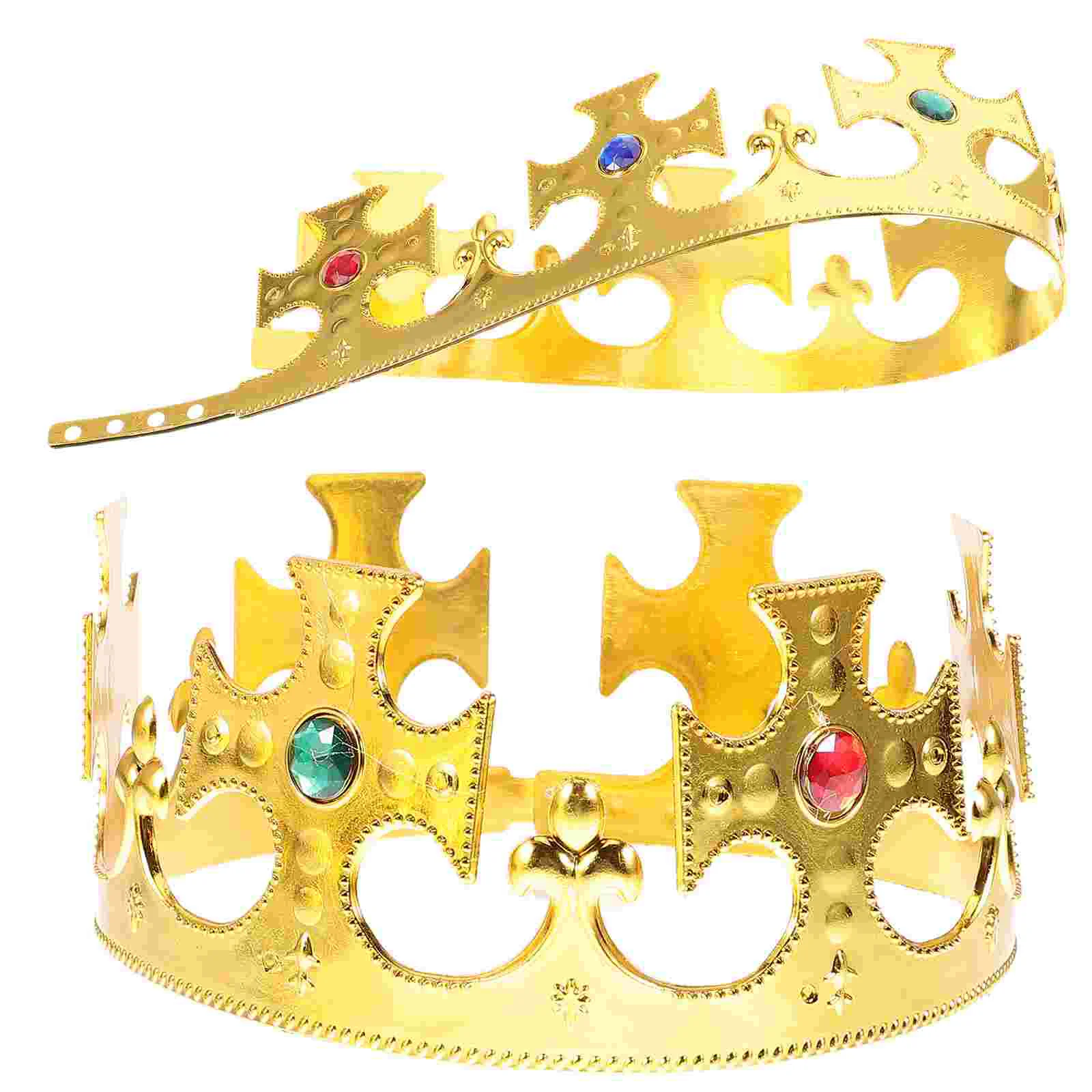 2 Pcs Jeweled King Crown Halloween Costumes Queen Aldult Golden Birthday Cross