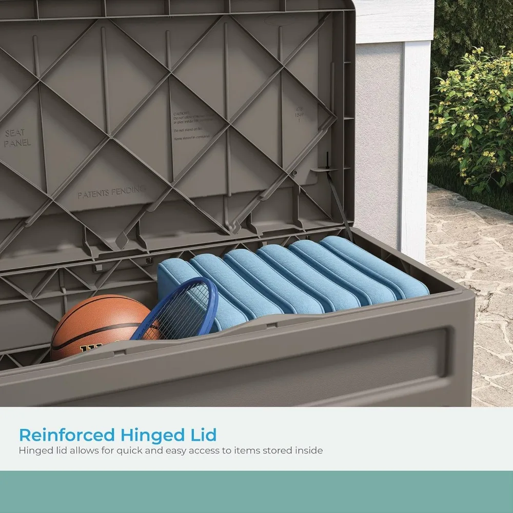 صندوق تخزين على سطح السفينة من الراتنج سعة 73 جالونًا مع عجلات ومقابض ومقعد - حل تخزين خارجي عالي التحمل للطوابق والساحات #6