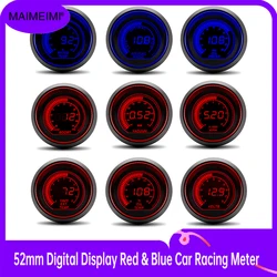 52mm Digital Display Red & Blue Car Racing Meter Turbo Boost Gauge PSI Water /Oil Temp Oil Pressure Gauge Voltmeter Tachometer