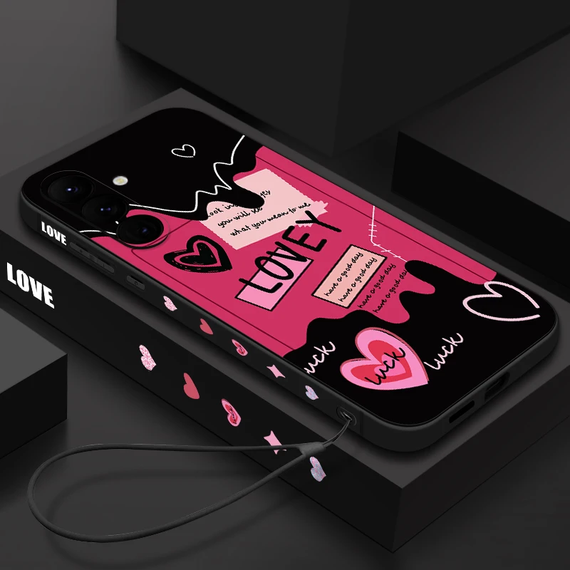 Lovely Heart Pattern Case For Samsung Galaxy S26 S25 Ultra S24 S23 S22 Plus S21 FE A15 A16 A17 A35 A36 A54 A55 A56 5G Soft Cover