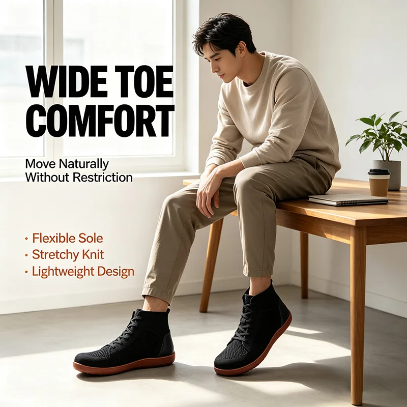Mid-Top Barefoot Shoes Unisex Wide Toe Box Trail Running Sneakes Mens Womens Zero Drop Lace Up Outdoor Walking Non-Slip Boots