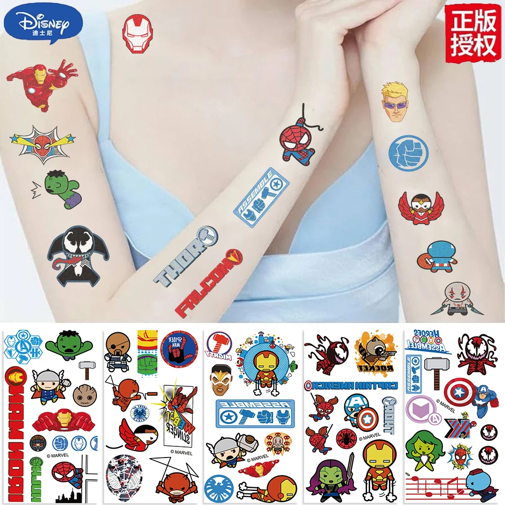 10Pcs Disney The Avengers Temporary Tattoo Sticker Spidey Children Arm Face Tattoo Children Body Art Tattoo Gift