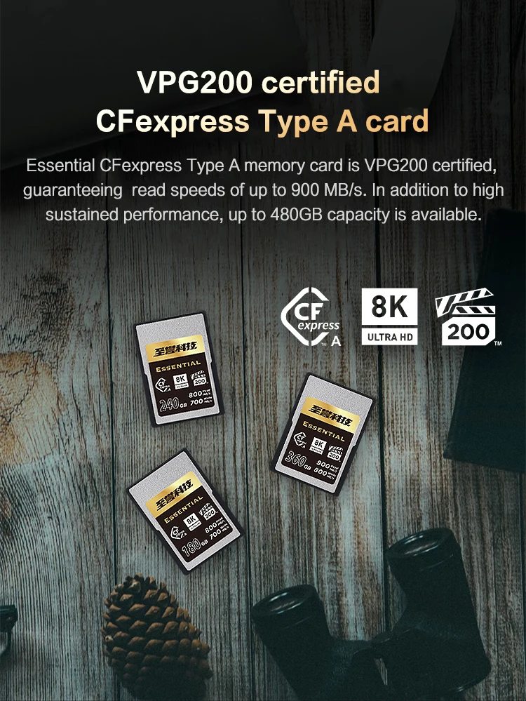 Exascend Original 8K UHD CFexpress Typ-A Karte VPG200 CFA Speicherkarte für Sony Kamera 480GB 240GB 360GB Max 800Mb/s Lesegeschwindigkeit CFE – Detail 2
