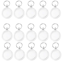 30PCS Circle Acrylic Photo Frame Keychain Snap-In Custom Insert Photo Acrylic Blank Picture Keyring for DIY Projects