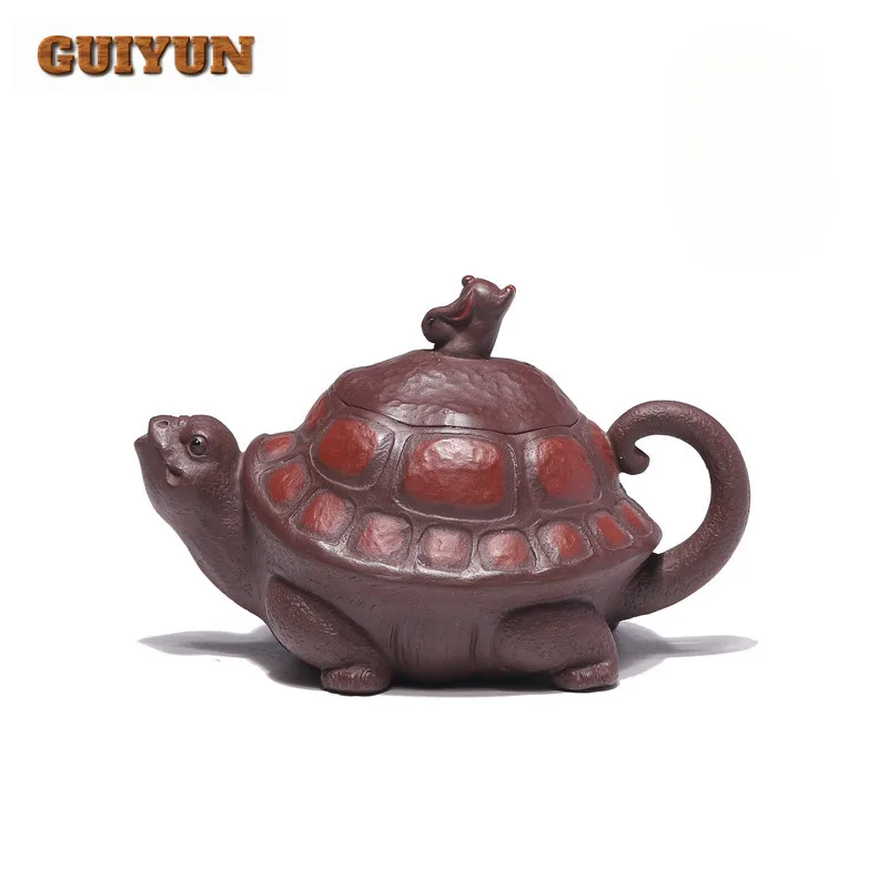 

160 мл Исин Фиолетовые глиняные чайники Ручной работы Дух Кролик и Черепаха Горшок Сырой руды Фиолетовый грязевой чайник с ситечком Чайный сервиз Zisha