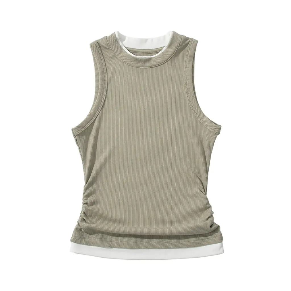 

Women's Slim Fit Sleeveless Vest Fake Two-Piece I-Shaped Top for Summer American Style Hot Girl Outer Wear