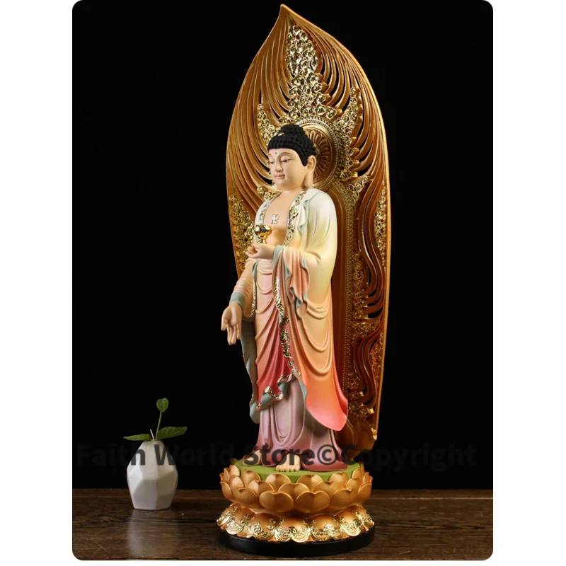 A set 3P# XI FANG SANSHENG gods HOME shrine protection Buddhism Standing Guan yin Amitabha Mahasthamaprapta Buddha statue Large